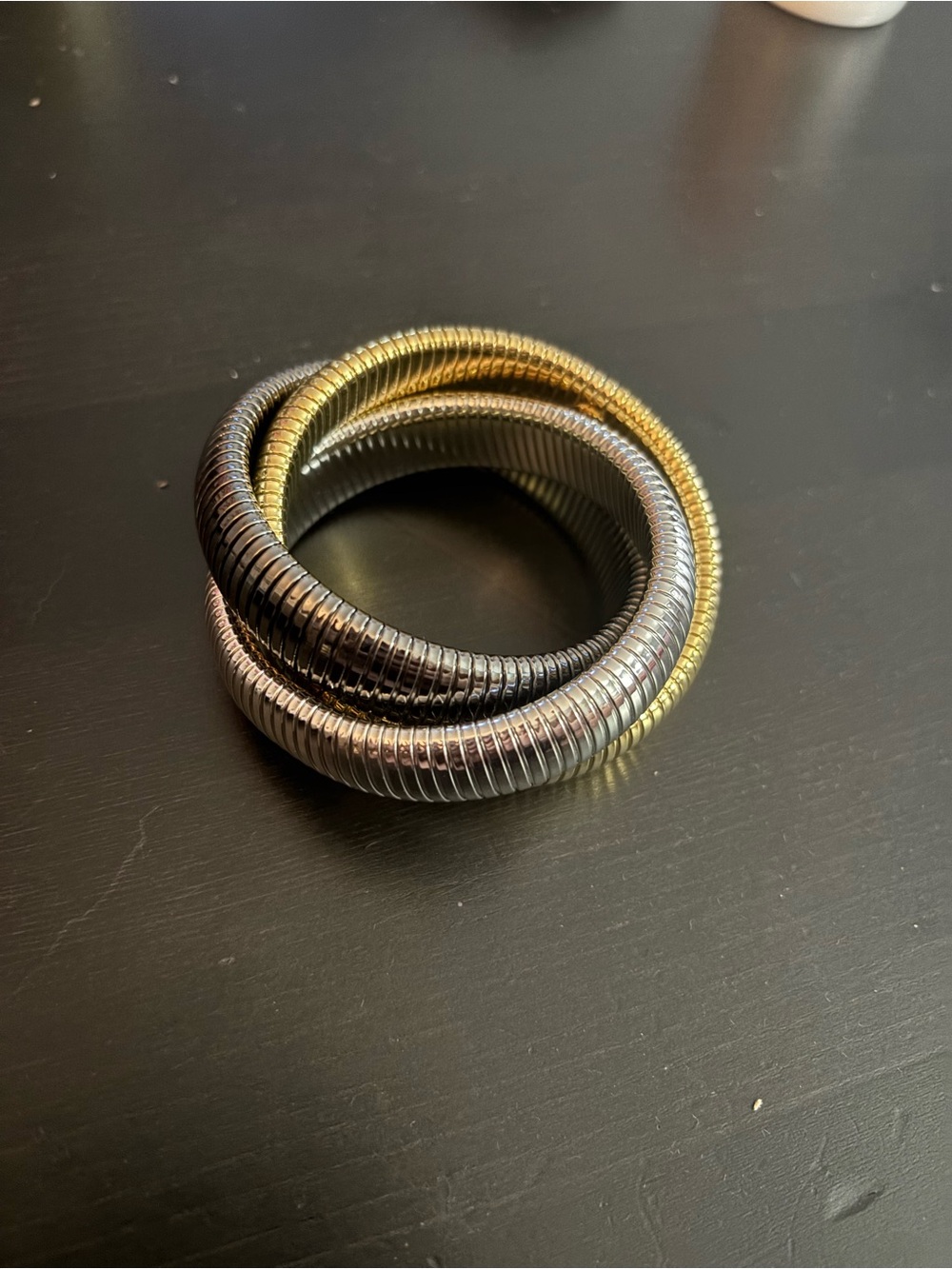 Stacked Coil Bangle Bracelet Set in Gold, Silver, Black - Janis Savitt